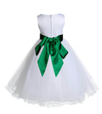 White Formal Wedding Pageant Special Occasions Rattail Edge Tulle Flower Girl Dress 829S(5)