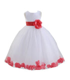 White Tulle Floral Petals Flower Girl Dress Special Occasions Junior Pageant Wedding Holiday 302S(5)