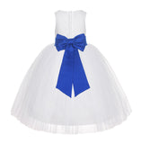 White Floral Lace Flower Girl Dress Special Occasions Wedding Christening Communion Baptism LG7(3)