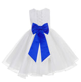 White Lace Organza Flower Girl Dress Elegant Formal Junior Beauty Pageant Communion Baptism 186T(2)