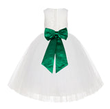 Ivory Floral Lace Flower Girl Dress Special Events Christening Pageant Gown Communion Recital LG7(4)