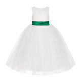 Ivory Floral Lace Flower Girl Dress Special Events Christening Pageant Gown Communion Recital LG7(4)