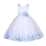 White Lace Top Tulle Floral Petals Flower Girl Dress Birthday Girl Junior Pageant Bridesmaid 165S(2)