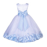 White Tulle Floral Lace Top Rose Petals Flower Girl Dress Wedding Pageant Special Occasions 165T(2)