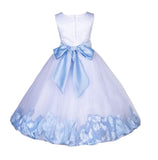 White Lace Top Tulle Floral Petals Flower Girl Dress Birthday Girl Junior Pageant Bridesmaid 165S(2)