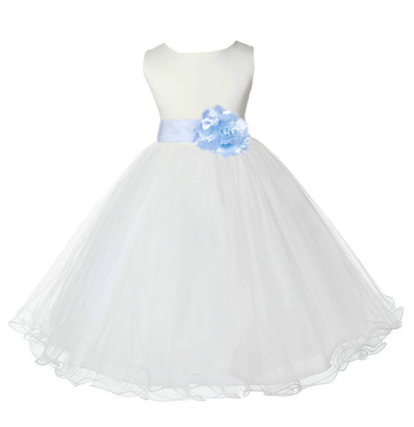 Ivory Formal Wedding Pageant Special Occasions Rattail Edge Tulle Flower Girl Dress 829S(5)