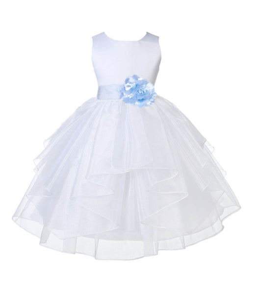 White Shimmering Organza Flower Girl Dress Wedding Junior Bridesmaid Pageant Special Events 4613S(5)