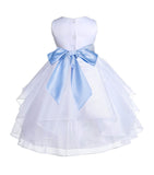 White Shimmering Organza Flower Girl Dress Wedding Junior Bridesmaid Pageant Special Events 4613S(5)