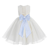 Ivory Lace Organza Flower Girl Dress Elegant Formal Junior Beauty Pageant Communion Baptism 186T(1)