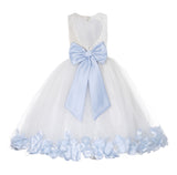 Ivory Floral Lace Heart Cutout Rose Petals Flower Girl Dress Junior Bridesmaid Special Event 185T(4)
