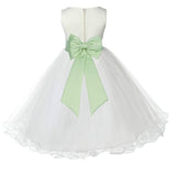 Ivory Formal Wedding Pageant Special Occasions Rattail Edge Tulle Flower Girl Dress 829T(5)