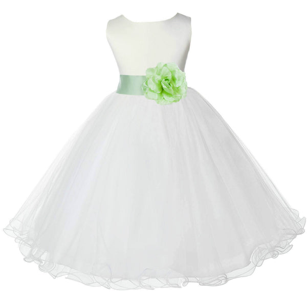 Ivory Formal Wedding Pageant Special Occasions Rattail Edge Tulle Flower Girl Dress 829S(4)