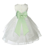 Ivory Satin Shimmering Organza Flower Girl Dress Junior Formal Pageant Baptism Christening 4613T(1)