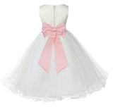 Ivory Formal Wedding Pageant Special Occasions Rattail Edge Tulle Flower Girl Dress 829T(4)