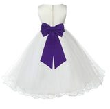 Ivory Formal Wedding Pageant Special Occasions Rattail Edge Tulle Flower Girl Dress 829T(4)