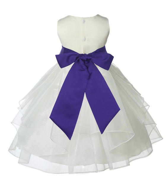 Ivory Shimmering Organza Flower Girl Dress Wedding Junior Bridesmaid Pageant Special Events 4613S(4)