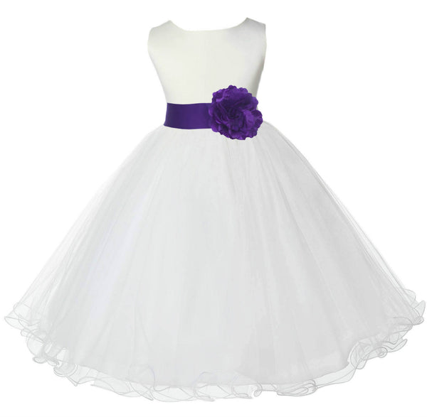 Ivory Formal Wedding Pageant Special Occasions Rattail Edge Tulle Flower Girl Dress 829S(4)
