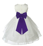 Ivory Satin Shimmering Organza Flower Girl Dress Junior Formal Pageant Baptism Christening 4613T(1)