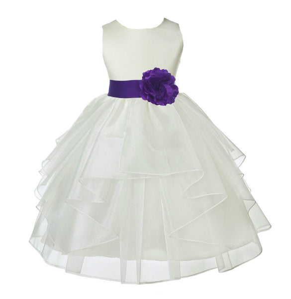 Ivory Shimmering Organza Flower Girl Dress Wedding Junior Bridesmaid Pageant Special Events 4613S(4)
