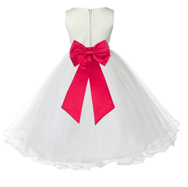 Ivory Formal Wedding Pageant Special Occasions Rattail Edge Tulle Flower Girl Dress 829T(4)