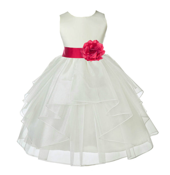 Ivory Shimmering Organza Flower Girl Dress Wedding Junior Bridesmaid Pageant Special Events 4613S(4)