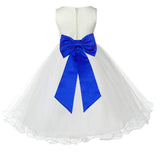 Ivory Formal Wedding Pageant Special Occasions Rattail Edge Tulle Flower Girl Dress 829T(4)