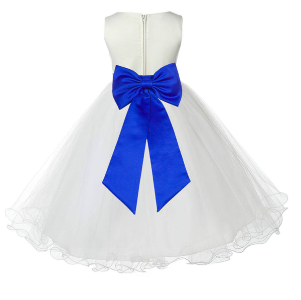 Ivory Formal Wedding Pageant Special Occasions Rattail Edge Tulle Flower Girl Dress 829T(4)