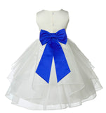 Ivory Satin Shimmering Organza Flower Girl Dress Junior Formal Pageant Baptism Christening 4613T(1)