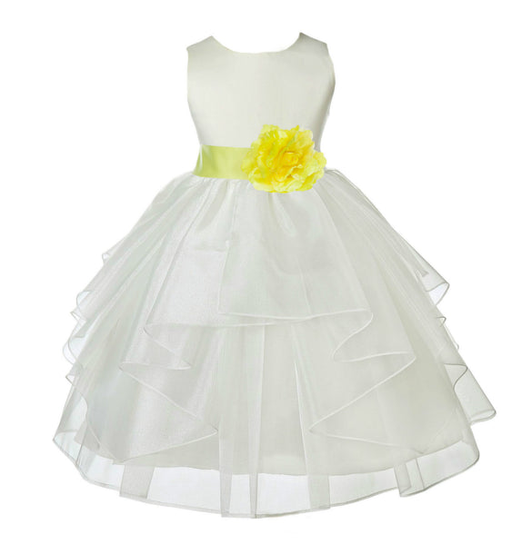 Ivory Shimmering Organza Flower Girl Dress Wedding Junior Bridesmaid Pageant Special Events 4613S(4)