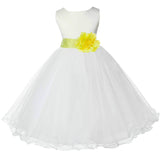 White Formal Wedding Pageant Special Occasions Rattail Edge Tulle Flower Girl Dress 829S(4)