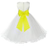 Ivory Formal Wedding Pageant Special Occasions Rattail Edge Tulle Flower Girl Dress 829T(4)
