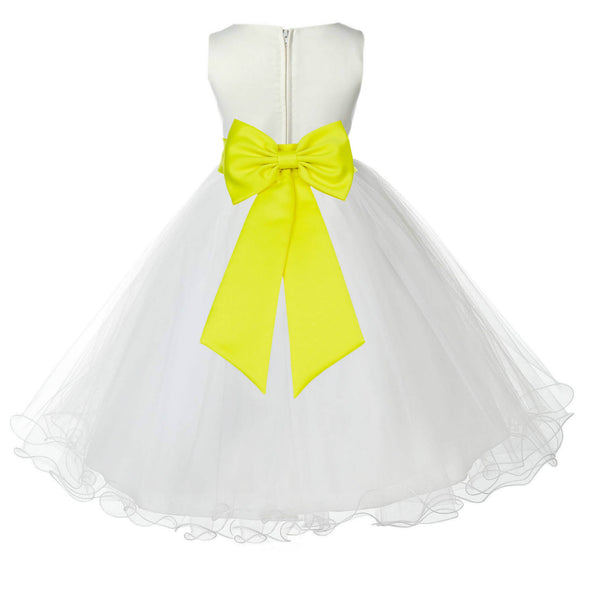 Ivory Formal Wedding Pageant Special Occasions Rattail Edge Tulle Flower Girl Dress 829T(4)