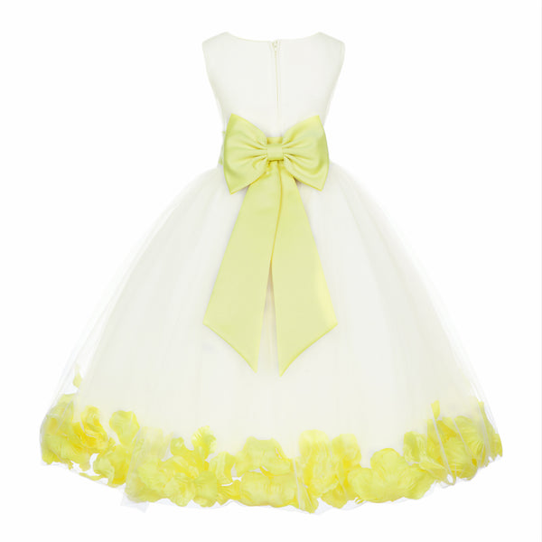 Ivory Elegant Wedding Pageant Special Events Petals Flower Girl Dress with Bow Tie Sash 302T(4)