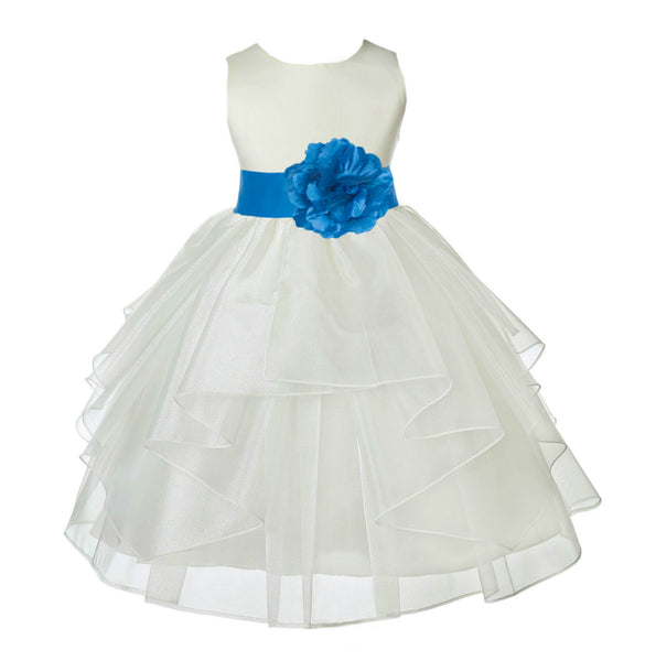 Ivory Shimmering Organza Flower Girl Dress Wedding Junior Bridesmaid Pageant Special Events 4613S(4)