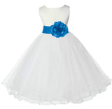 White Formal Wedding Pageant Special Occasions Rattail Edge Tulle Flower Girl Dress 829S(4)