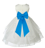 Ivory Satin Shimmering Organza Flower Girl Dress Junior Formal Pageant Baptism Christening 4613T(1)