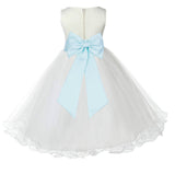 Ivory Formal Wedding Pageant Special Occasions Rattail Edge Tulle Flower Girl Dress 829T(4)