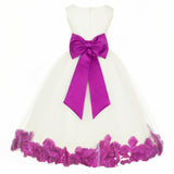 Ivory Elegant Wedding Pageant Special Events Petals Flower Girl Dress with Bow Tie Sash 302T(5)