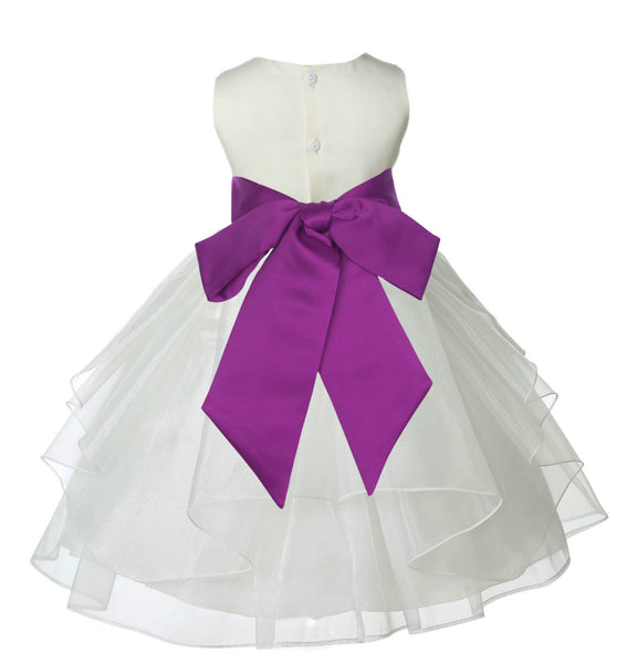 Ivory Shimmering Organza Flower Girl Dress Wedding Junior Bridesmaid Pageant Special Events 4613S(4)