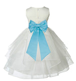 Ivory Satin Shimmering Organza Flower Girl Dress Junior Formal Pageant Baptism Christening 4613T(1)