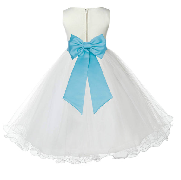 Ivory Formal Wedding Pageant Special Occasions Rattail Edge Tulle Flower Girl Dress 829T(5)