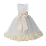 Ivory Floral Lace Heart Cutout Rose Petals Flower Girl Dress Junior Bridesmaid Special Event 185T(1)