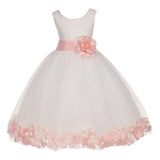 Ivory Tulle Floral Petals Flower Girl Dress Special Occasions Junior Pageant Wedding Holiday 302S(4)