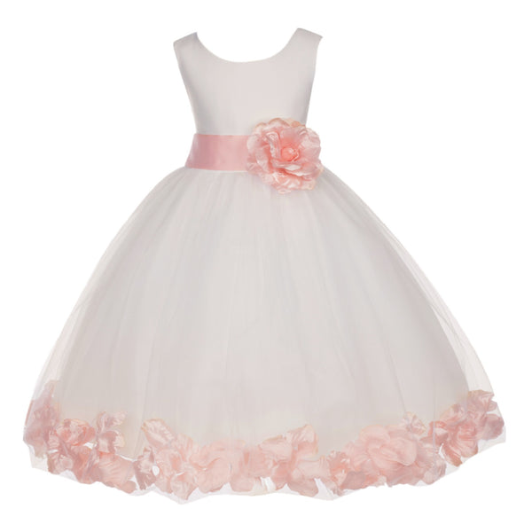 Ivory Tulle Floral Petals Flower Girl Dress Special Occasions Junior Pageant Wedding Holiday 302S(4)