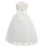 Crossed Straps Lace Flower Girl Dress Junior Pageant Special Occasion Wedding Reception Ballroom 204