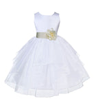 White Shimmering Organza Flower Girl Dress Wedding Junior Bridesmaid Pageant Special Events 4613S(5)