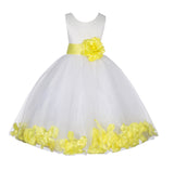 Ivory Lace Top Tulle Floral Petals Flower Girl Dress Birthday Girl Junior Pageant Bridesmaid 165S(1)