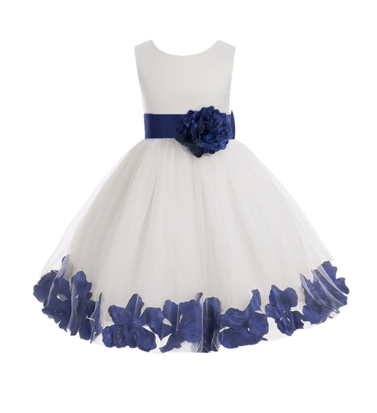 Ivory Tulle Floral Petals Flower Girl Dress Special Occasions Junior Pageant Wedding Holiday 302S(5)