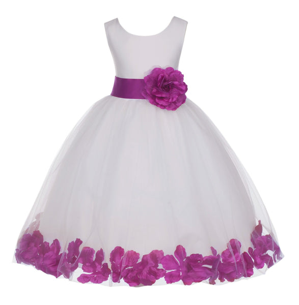 Ivory Tulle Floral Petals Flower Girl Dress Special Occasions Junior Pageant Wedding Holiday 302S(4)