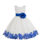 White Tulle Floral Petals Flower Girl Dress Special Occasions Junior Pageant Wedding Holiday 302S(1)